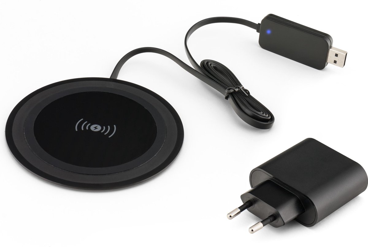 Caliber Draadloze Oplader - Wireless Charger - Inclusief kabel en Adapter - QC 3.0 Snellader - Geschikt voor Smartphone - Zwart (PSQ10C-B)