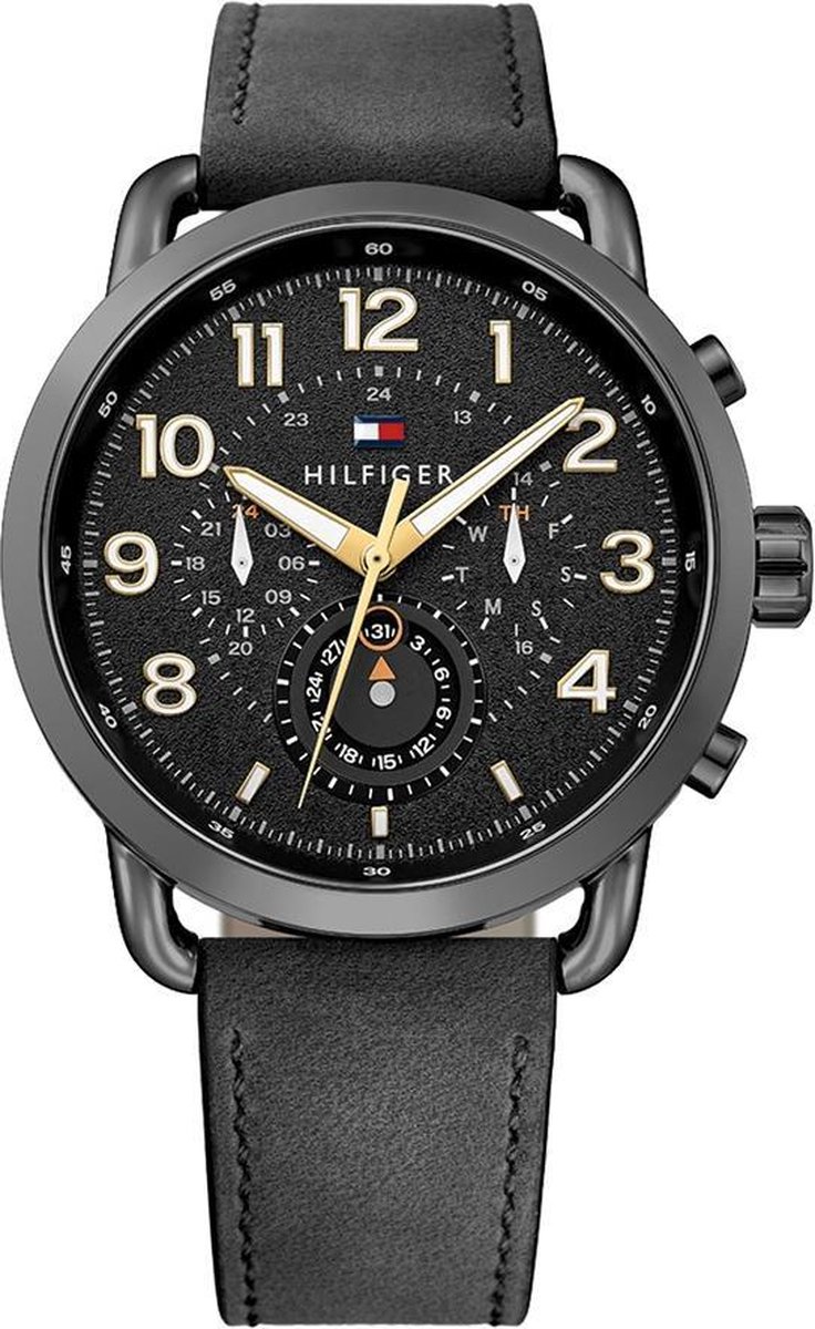 Tommy Hilfiger TH1791426 Horloge - Leer - Zwart - 46 mm