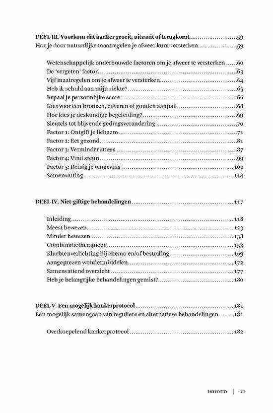 Handboek Kanker: inhoudsopgave van Deel III, IV en V.