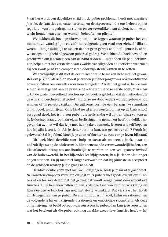 Tekstpagina uit Slim maar... Pubereditie over de effecten van executieve functies.