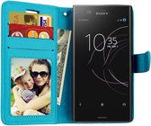 Sony Xperia XZ2 Book PU lederen Portemonnee hoesje Book case Turquoise
