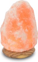 Himalayan Salt Dreams lampe sel himalayen socle en bois - 180mm de haut - orange