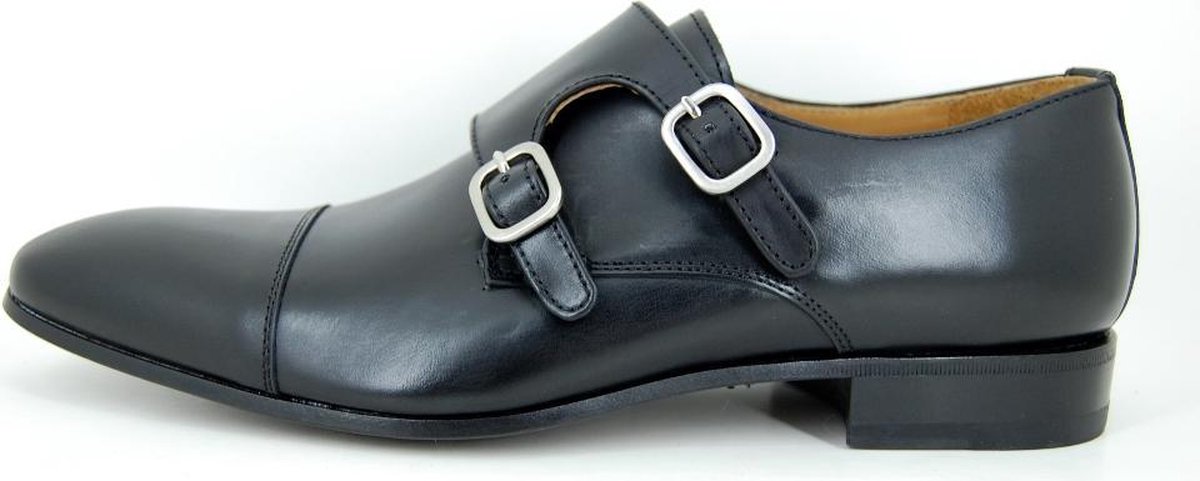 Double Monk Straps - zwart leer