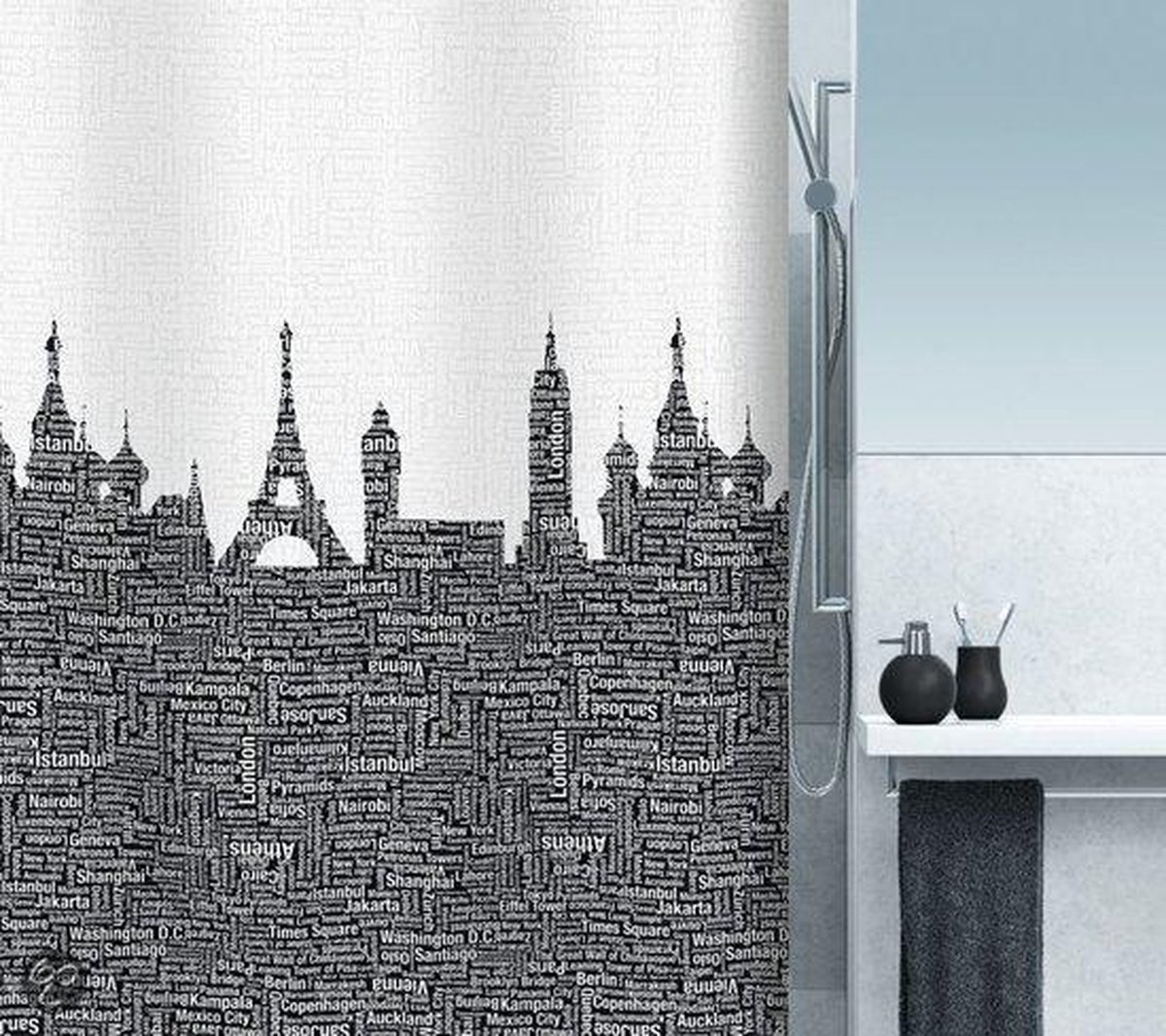 Spirella Urban Douchegordijn Textiel - 180x200 cm - Black