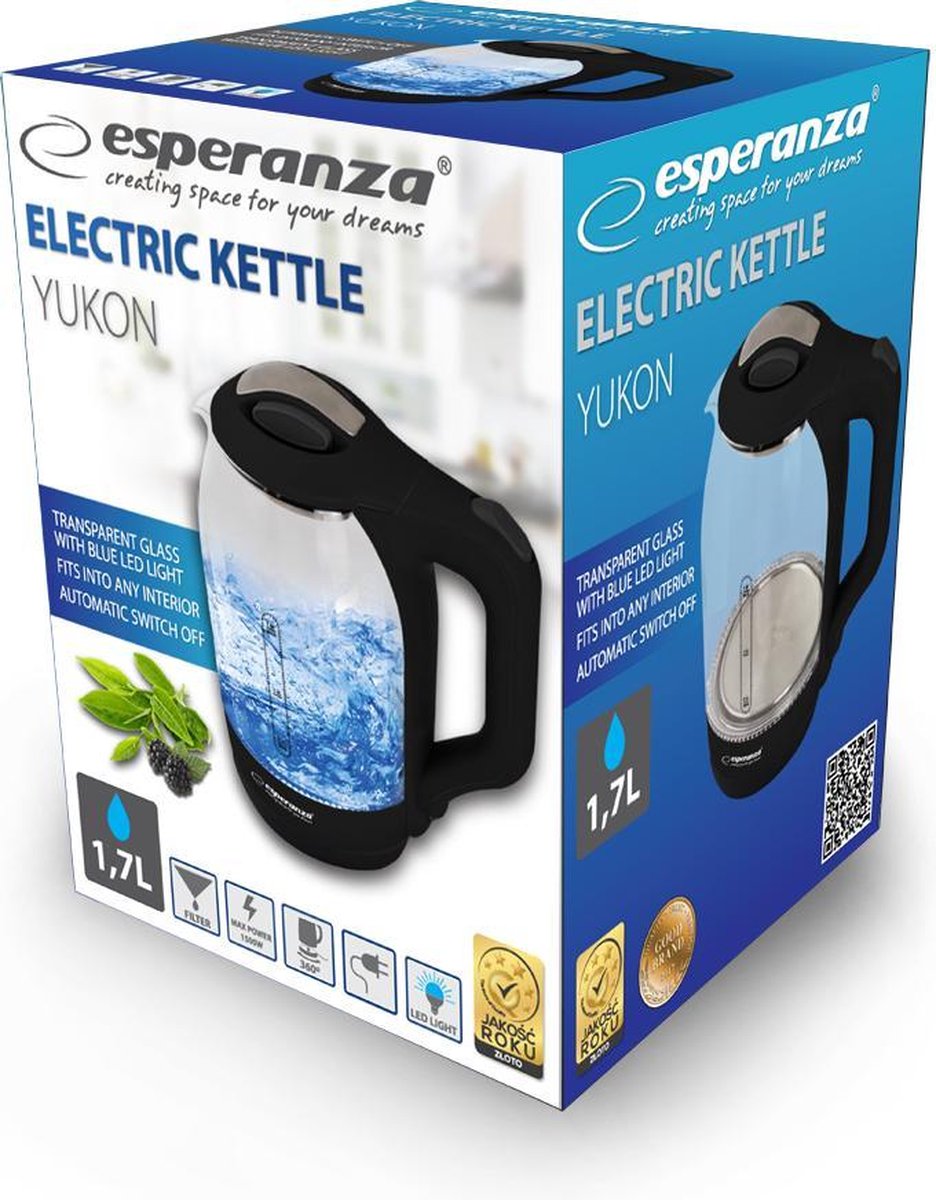 Esperanza EKK025K Waterkoker 1,7 l Zwart, Multi kleuren 1500 W — afbeelding 3