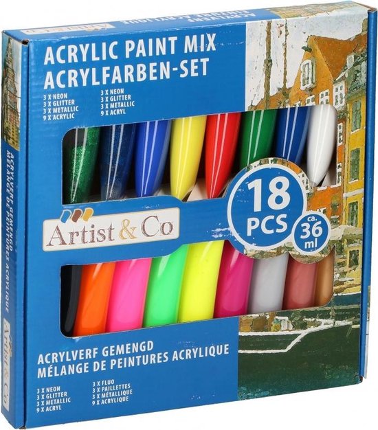 Interesseren In de genade van Kijkgat 18x Acrylverf set in tubes 36 ml - Hobbyverf | bol.com