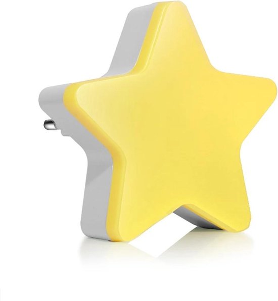 Geel nachtlampje-Stekkerlamp-Stopcontact lamp-Ster-Duurzaam-Kinder/Babykamer-  Met dag... | bol.com