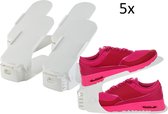 5x Schoenen Opbergsysteem Organizer wit ruimtebespaarders voor schoenen