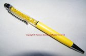 Pen met steentjes geel stylus