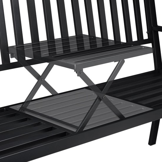 Relaxdays Tuinbank met opklapbaar tafeltje - zitbank - buitenbank - 3 persoons - metaal - Relaxdays