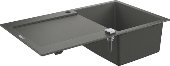 GROHE K500 Composiet Spoelbak met afdruipgedeelte - 86cm - Inbouw - Met overloop en automatische afvoer - Granite Gray