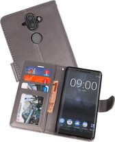 Wallet Cases Hoesje voor Nokia 8 Sirocco Grijs