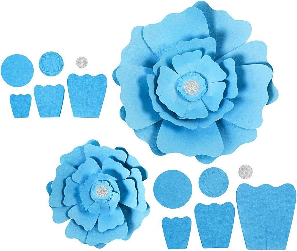 Bloemen - Lichtblauw - Blauw - 15+25 cm - 230 gram - 2 stuk