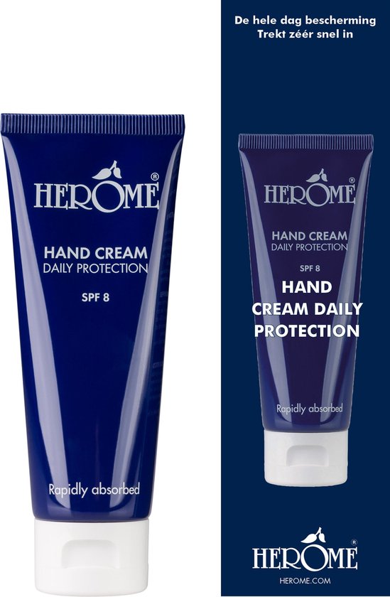 Herome Handcreme - Daily Protection SPF 8 - voor de Dagelijkse Verzorging, Beschermend en trekt snel in - 75ml.