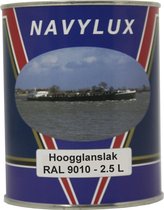 Navylux - Professionele hoogglanslak voor buiten - Bootlak - Bootverf - Boot - Verf - Voor huis en boot - Roestwerend - Goed hechtend - RAL 9010 - 2,5 L
