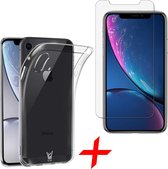 Transparant Hoesje voor Apple iPhone Xr Soft TPU Gel Siliconen Case + Tempered Glass Screenprotector Transparant iCall