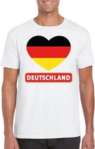 Duitsland hart vlag t-shirt wit heren 2XL