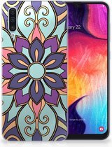 Geschikt voor Samsung Galaxy A50 TPU Hoesje Design Purple Flower