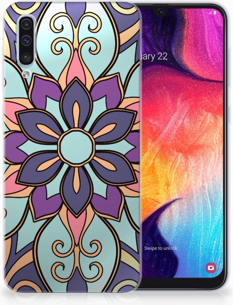 Samsung Galaxy A50 TPU Case Purple Flower