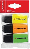 14x Stabilo Markeerstift Boss Mini etui van 3 stuks: geel, groen en oranje