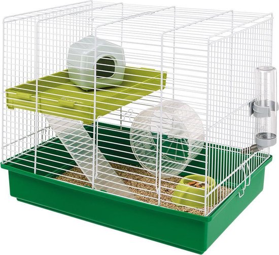 bol.com | Ferplast hamsterkooi duo - Wit Groen - 46 x 29.5 x 37.5 cm