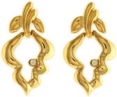 Behave® Dames oorbellen hangers goud-kleur blad vorm 4cm