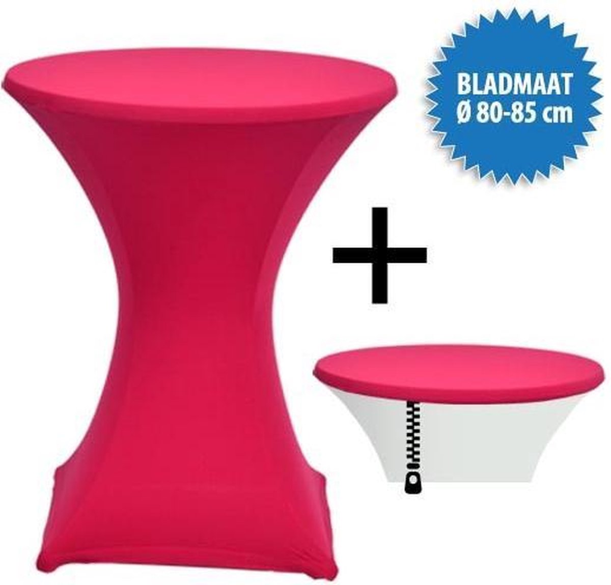 Cover Up Statafelrok Stretch, met rits - Ø80-85cm - Incl. Topcover - Roze