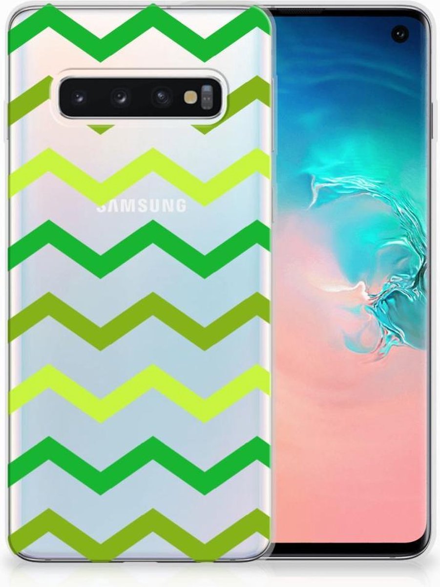 Samsung Galaxy S10 TPU bumper Zigzag Groen