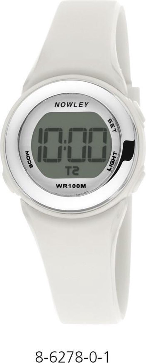 Nowley 8-6278-0-1 digitaal horloge 29 mm 100 meter wit/ zilverkleur