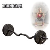 Iron Gym Curlstang EZ Curl Bar Barbell met halterset - Aanpasbaar met verschillende halterschijven - incl. halterklemmen