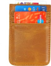 Creditcardhouder - Leer - Lichtbruin - 4 Pasjes - Met Briefgeld Klem