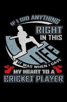 If I Did Anything Right in This Life It Was When I Gave My Heart to a Cricket Player