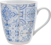 Cosy & Trendy Tile Blue Beker - Ø 8.5 cm x 9.5 cm - Set-6