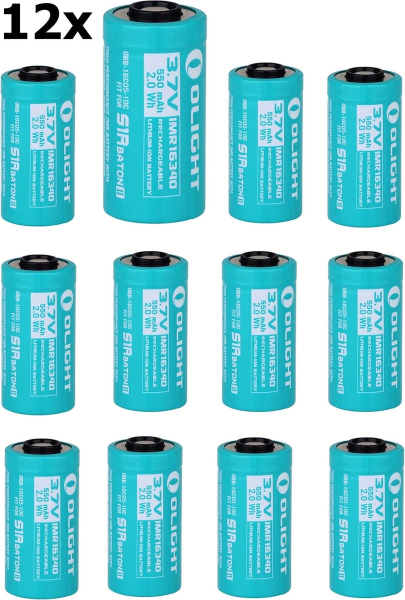 12 Stuks Olight RCR123A Accu voor S1RII 550mAh 3.7V oplaadbare batterij