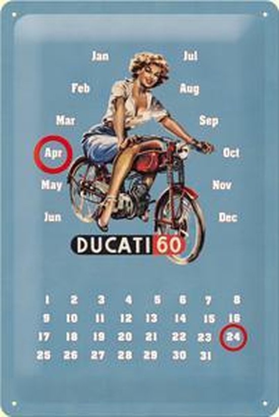 Ducati eeuwigdurende kalender, metalen wandbord met reliëf 20x30  bol.com
