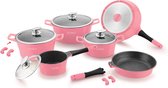 Royalty Line RL-ES1014M; Cookware set with marble coating 14 pcs Pink
