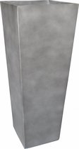 Plantenbak-Bloembak-Moestuinbak uit ligh cement, h. 76 cm br. boven vierkant 32 cm, antique-kleur, winterhard en uv-werend.