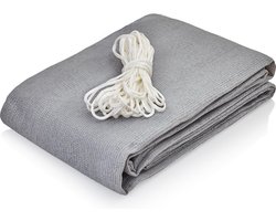 Lumaland - Balkomscherm - Balkondoek incl. bevestigingstouw - 100% HDPE stof - 0,9 x 5 meter - Lichtgrijs