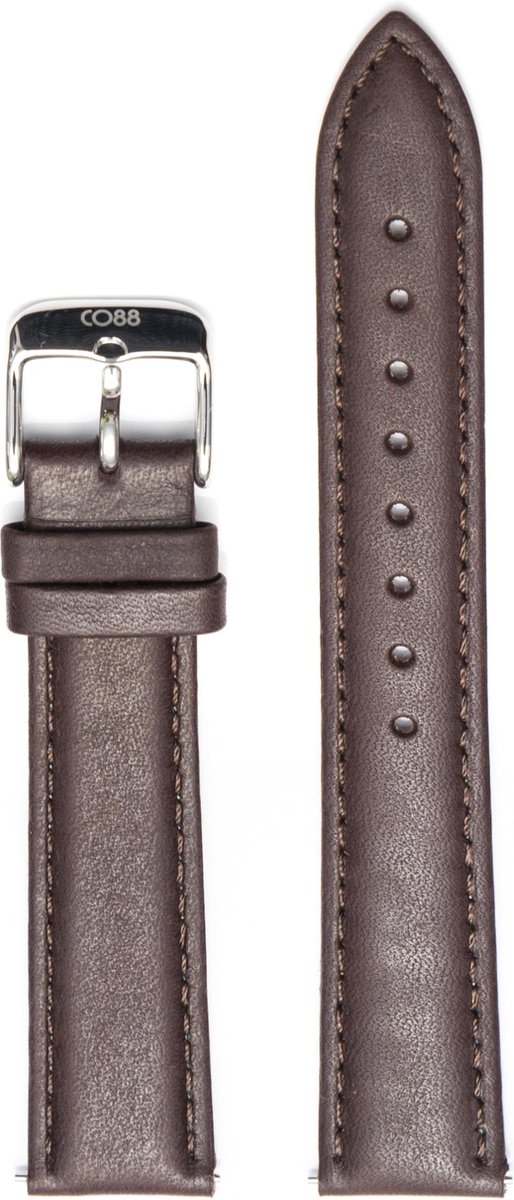 CO88 Collection Horlogeband 8CS 10002 Leren Horlogeband - Ø18 mm - Bruin - Zilverkleurig