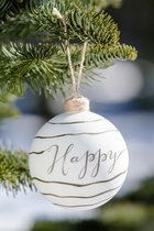 Riviera Maison - Happy Christmas Ornament London white Dia 10 - Kerstbal
