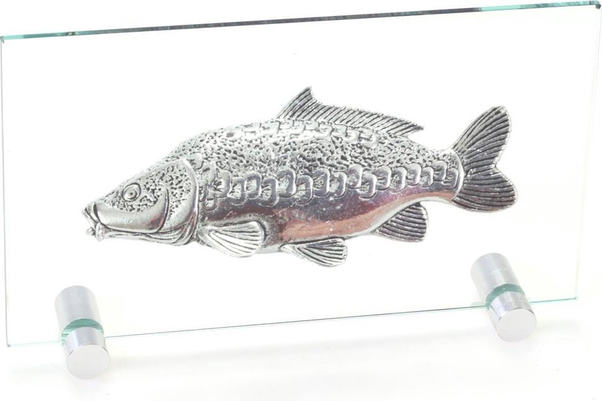 Glasstandaard Spiegelkarper Decoratie Vissen Beeldje Vissen Karper Glasplaat Cadeau Voor Een Visser