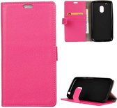 Litchi cover roze wallet case hoesje Motorola Moto G4 Play