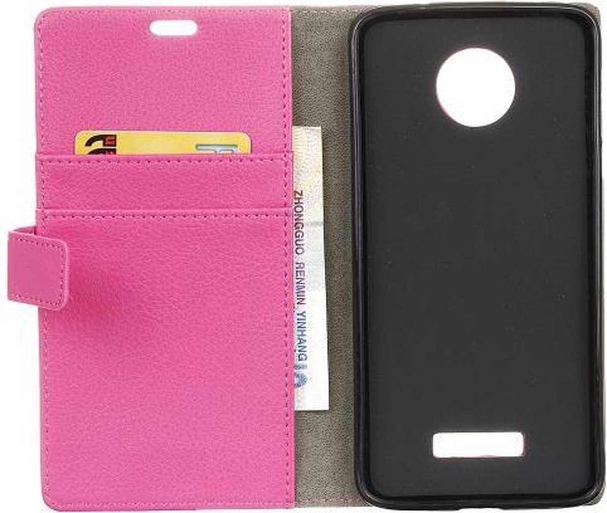 Litchi cover roze wallet case hoesje Motorola Moto Z Play