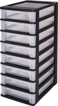 Iris Ohyama Organizer Coffre système de tiroirs A4 - 8 petits tiroirs - 8 x 4L - Plastique - Noir / Transparent