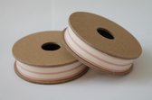 ribbon lint op band 3 meter wit/creme met roze strepen