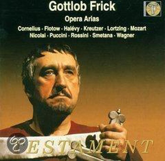 Gottlob Frick - Opera Arias. Portret van Gottlob Frick met tekst van namen van componisten.