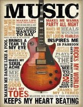 Music Wandbord 'Music Inspires Me' - Metaal - 30 x 40 cm