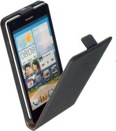 Lelycase Lederen Flip case case Telefoonhoesje Huawei Honor 3X G750 Zwart