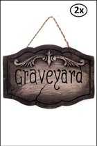 2x Halloween Bord GRAVEYARD 40cm