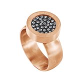 Quiges RVS Schroefsysteem Ring Rosékleurig Mat 16mm met Verwisselbare Zirkonia 12mm Mini Munt